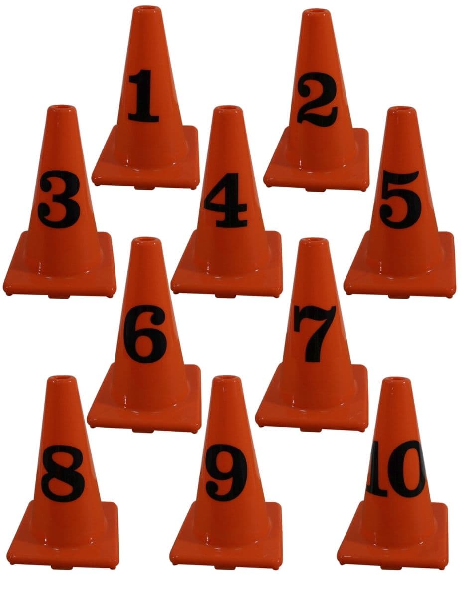 Poly Enterprises 1569066 12 in Poly- Numbered Cones, Orange & Black