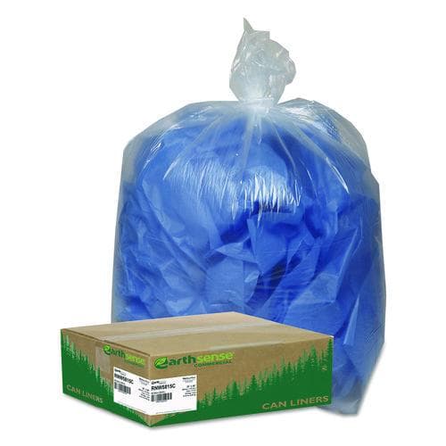 Clear Recycled Can Liners, 55-60gal, 1.5mil, Clear, 100/Carton