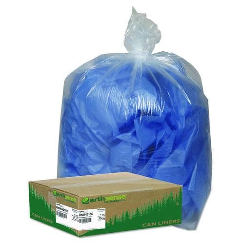 Clear Recycled Can Liners, 31-33gal, 1.25mil, Clear, 100/Carton