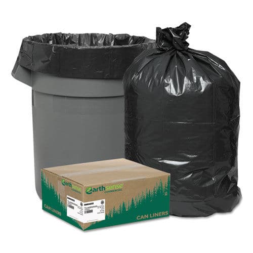 Recycled Can Liners, 40-45gal, 1.25mil, 40 x 46, Black, 100/Carton