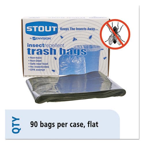 Insect-Repellent Trash Bags, 30gal, 2mil, 33 x 40, Black, 90/Box