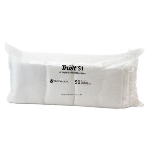 Single-Use Microfiber Mop Heads, 16", White, 50/Pack