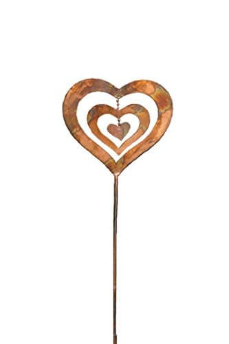 Ancient Graffiti AG-87059 6.5 x 30-Inch Flamed Triple Spinning Heart Stake - Multi-Colour