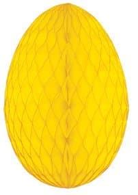 Paper Fantasies - Tissue Paper Honeycomb Egg Shaped Decoration 28cm - Yellow #5625-084
