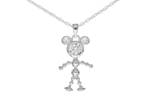 Sterling Silver Mickey Mouse Character Pendant With Chain