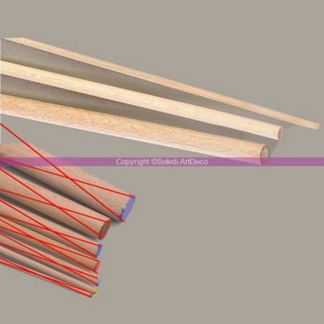 Set of 10 Round Sticks, Smooth Beech Wood, Diameter 6 mm, Length 1 m