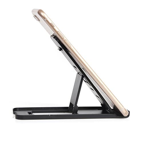 GADGET FUSION Portable Pocket-sized Adjustable Collapsible Plastic Cellphone Holder, Tablet Stands, Smartphone Mounts, Mobile Cell Phone Mount (black)