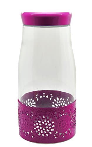 Silicone Gold Jar with Openwork, Glass, Pink, 28 x 13 x 13 cm