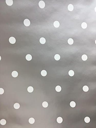 SILVER Polka DOT Oil Cloth Wipe Clean Tablecloth Vinyl 2 meters by BY CAVOLI BRAND