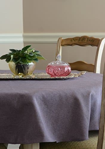 Carly Tweed Linen Look Round Tablecloth, Purple, 178 cm