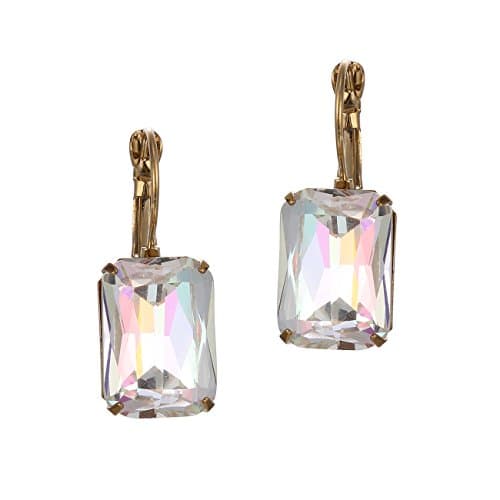 Simple Leverback Drop Dangle Clip-on Earrings Aurora Volcano Crystal for Ladies Women Gemstone Jewellery