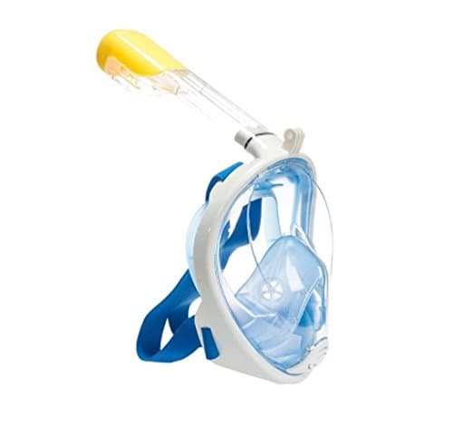 ADR Full Face Snorkel Mask Complete With FREE Waterproof Phone Case; Complete 180 Degree View Designed From Cutting Edge Anti-Fog and Anti-Leak Technology With Adjustable Head Strap; Designed for Men, Women and Children (Blue, L/XL)