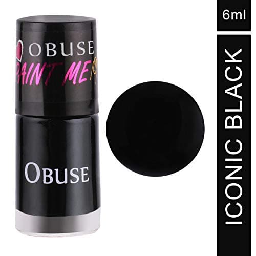 OBUSE Paint Me Premium Nail Polish, Iconic Black, 6 ml, 100% Vegen and 5-Free Fomula (Free from Harmful Chemicals)