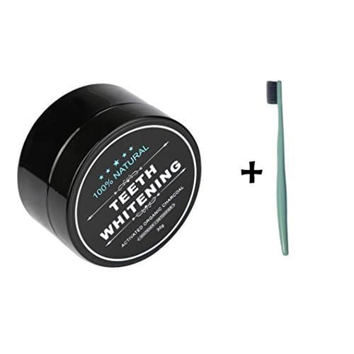Kamoku101 2017 Teeth Whitening Powder + 1 pc FREE Toothbrush, Natural Organic Activated Charcoal Bamboo Toothpaste