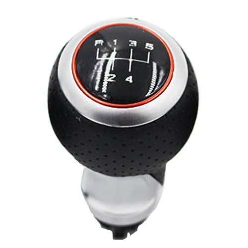 Gear Stick Knob 5 Speed R12345 Manual Shift Knob with Genuine Leather Red Ring