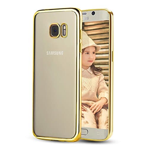 Galaxy S7 Case, Samione Cover Galaxy S7 [Crystal Clear] TPU Bumper [Metal Electroplating Technology] Shockproof Silicon Case Cover for Samsung Galaxy S7 - Gold