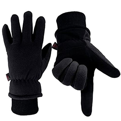 Winter Gloves Men Ski Gloves Thermal Cold Glove Warm 3M insulate Deerskin for Snowboard Motorcycle Gloves Keep Warm in Cold Weather Black/Grey (M/L/XL)
