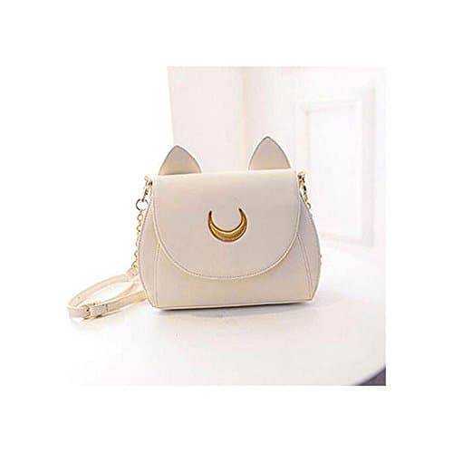 Summer Limited Sailor Moon Chain Shoulder Bag Ladies Cat PU Leather Handbag Women Messenger Crossbody Small Bag,gray