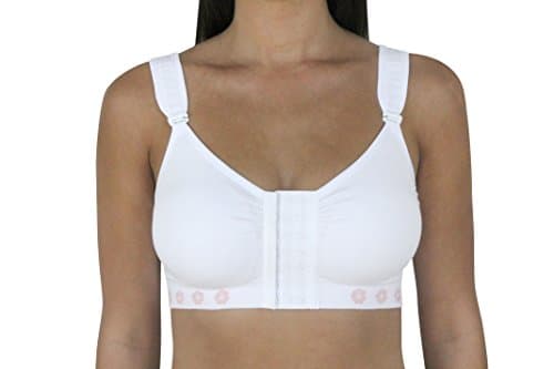 THEYA Healthcare Peony Front Fastening Post Surgery Bra – Hook &amp; Eye, White (TL002D) (XL)