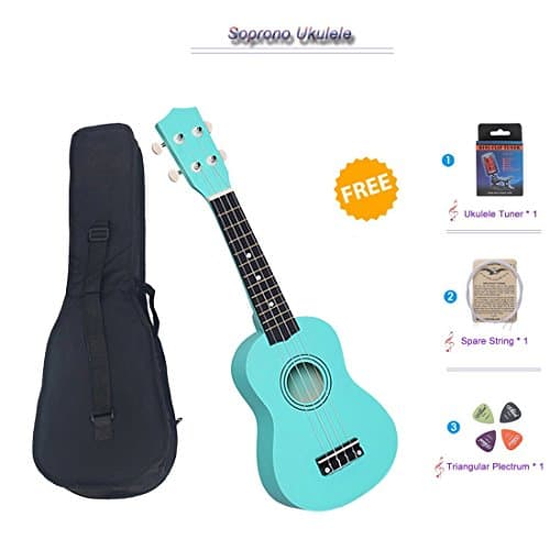 21"Soprano Ukulele with a Carrying Bag and a Digital Tunner, Colorful Designed for Beginner, Kids, Students (Light Green)