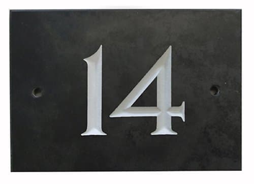 The House Nameplate Company Slate House Number, Charcoal Grey,Number 14