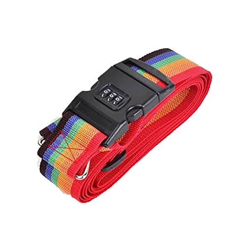 TraMiss Rainbow Color Cross Lock Long Adjustable Luggage Straps with Buckle and Identification Tag For Travel Suitcases Bags