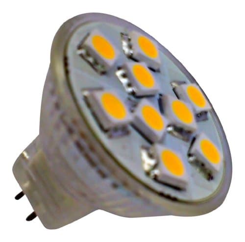 3 x MR11 9 SMD LED 1.8W 10-30V DC / 10-18V AC 110LM Warm White Bulbs (~20W)