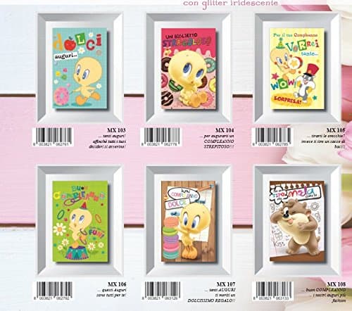 Set of 6 Pieces Mini Card Birthday Greeting Cards Warner Bross