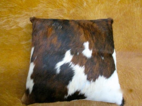 Tri Color Leather Cowhide Pillow by Tanner Hides