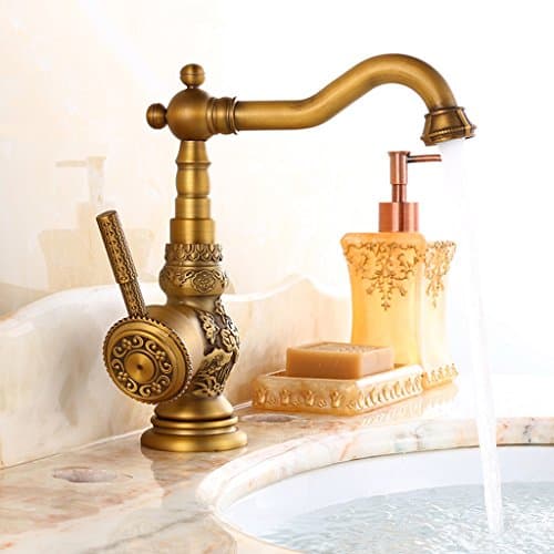 Hotel Taps, Faucets, All-copper European Faucet, Retro Carved Faucet ( Size : Small )