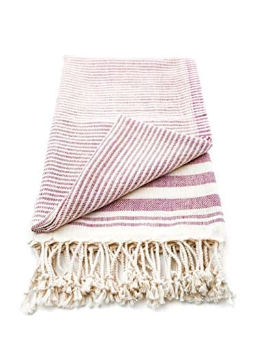 Arta Ahura Breeze 100% Organic Cotton Turkish Towel – Full Size Beach Bath or Body lightweight Handwoven Pestemal Hammam Towel Berry Red