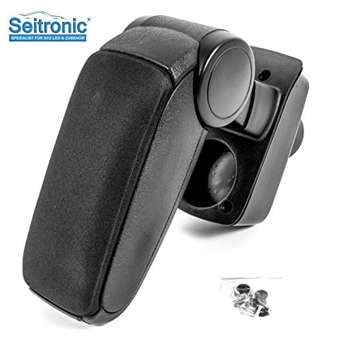 Seitronic Centre Armrest Fabric Black Arm Chair with Storage Compartment