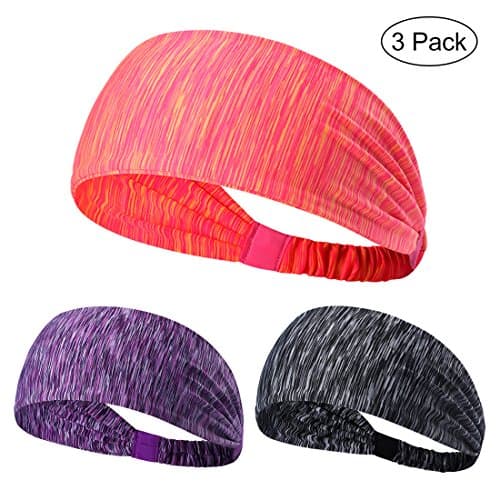 3PCS Non Slip Unisex Stretch Elastic Sports Sweatbands Headbands Head Wrap for Yoga, Basketball, Running, Football, Tennis - Hair Accessories