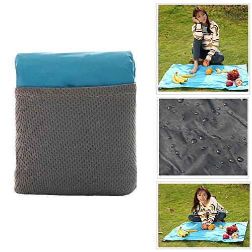 OurKosmos Mini Pocket Blanket,Ultra-compact and lightweight Camping Blanket, Multifunction Foldable Picnic Blanket Camping Waterproof Beach Mat for Outdoor Picnic,Hiking,Camping,Traveling (Blue)