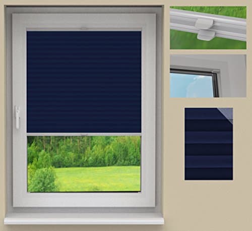 vehicles UX24 Pleated Cosmo fabric made to measure – Fabric – Dark blue Perlex (PLB069)/System Color: White/application: Glazing Rebate, Polyester, Höhe 50,1 bis 60cm (Farbe: Dunkelblau), Breite 20 bis 50cm