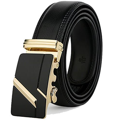 Supshark Business Casual Men's Belt,Two Colors Can Be Selected Automatic Buckle For Men's Leather Belt, Style Life Great For Jeans &amp; Casual Wear &amp; Cowboy Wear &amp; Work Clothes (Golden)
