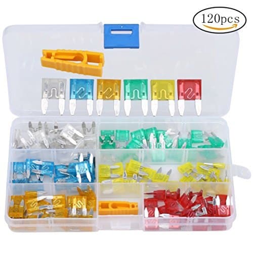 ESDAutop 120pcs Car Standard Blade Fuse, 5A 10A 15A 20A 25A 30A Assorted Set Auto Mini Fuses Low Profile Small APM Blade Fuses