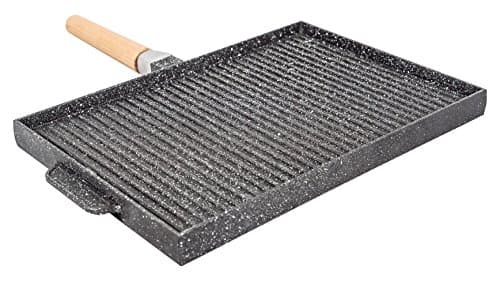 Professional Cooking Grill Plate Double Rectangular Grill in Lava Stone Powder 37 x 25 cm