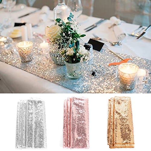 TXCFOO Glitter Sequin Table Runner Sparkly Wedding Party Deco 30 x 275CM - Rose Gold