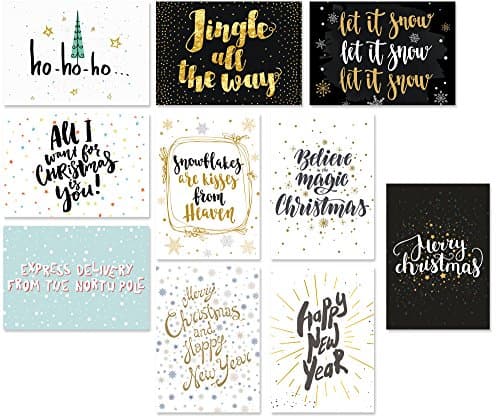 20 x typography postcard/greeting card set, 10 designs on 2 cards each, Winter / Weihnachten