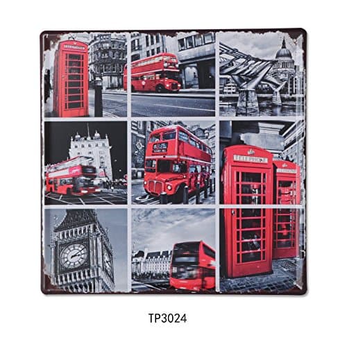 TreasureTrade Retro Iron Art Metal Drawing Iron Sheet Picture Wall Decor For Living Room, Coffee House, Pub. (12x12inch) (London Theme)