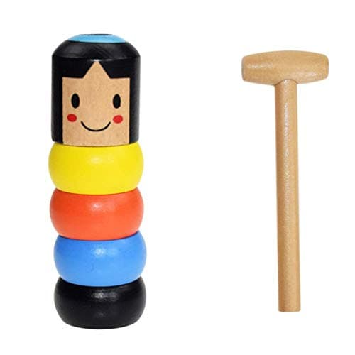 ENFLNI Unbreakable Wooden Man Magic Toy, Funny Tricks Wooden Magic Toy Halloween Christmas for Kids Toys Gift