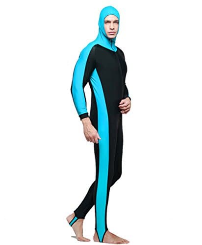One Piece Hooded Diving Suit Wetsuits Rush Guard Dive Skin Clothes Lake Blue (L)