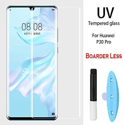 Kavacha Huawei P30 Pro Tempered Glass, Full Adhesive UV Glue Curved Edge to Edge Full Coverage Tempered Glass Protective Cover for Huawei P30 Pro (Huawei P30 Pro Tempered Glass, Black)