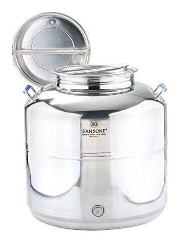 Sansone Stainless Steel NSF Certified Fusti Water Cooler with Lever Spigot, 50 L (13.2 gal) by Sansone