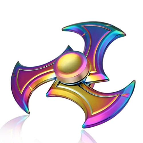 Lfaba Color Rainbow Aluminum Metal Tri Hand Finger Spinner Fidget EDC Desk Toy Gyro (A)