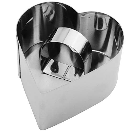6 Pcs Cake Ring Mold Stainless Steel, 3 x 3 Inch Mousse Mold with Pusher and Lifter Cooking Rings (Heart-Shaped)