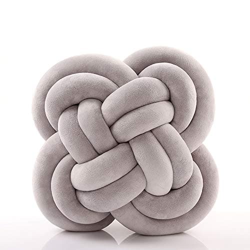 Aminiture Knot Ball Pillows -Children Room Decoration Plush Toys Baby Photography Props (Grey(Flower))