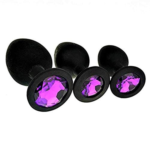 3 PSC Silicone Anales Trainer Kit-Bûtt Pl'ugs Beads Massage Toys Jeweled Back (Black)