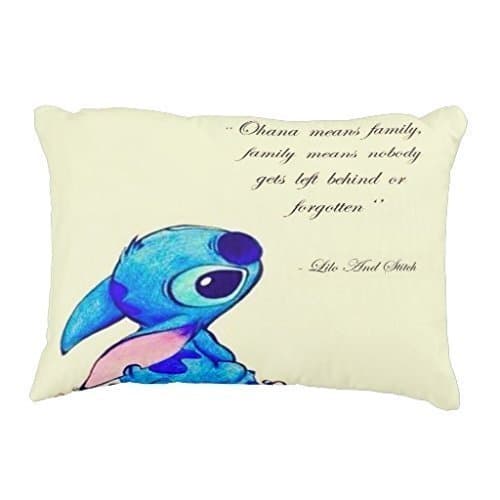 Custom Lilo And Stitch Ohana Pillowcase 20x30 Rectangle Soft Cotton Zippered Pillow Case Two Sides Pattern Printed